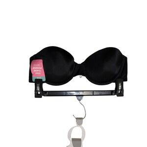 Sweet Nothings Maidenform Strapless Bra Black Stay There Power Band 08155 36BNew
